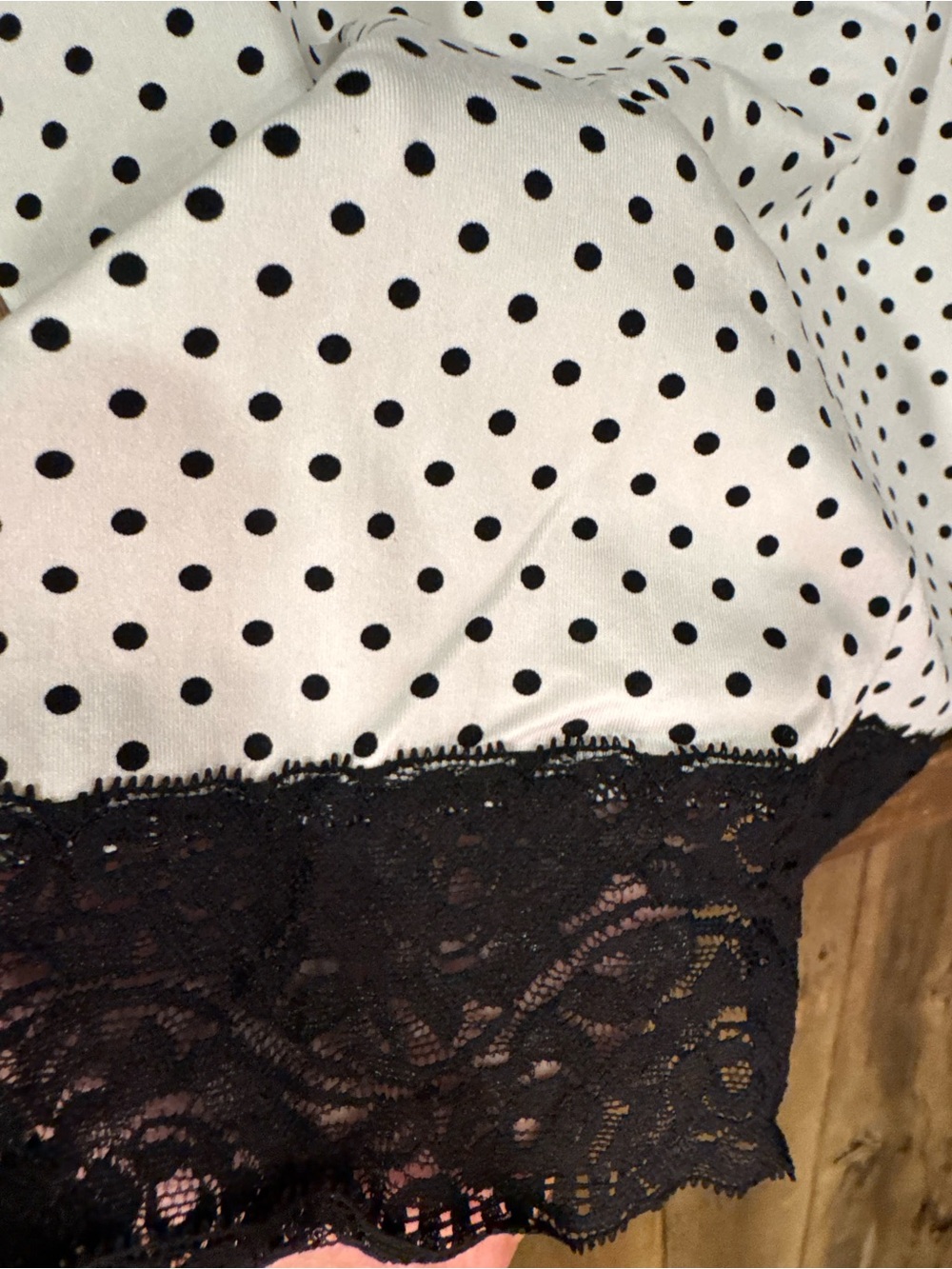 White House Black Market Black & White Polka Dot Lace Trim Cami - Picture 2 of 6